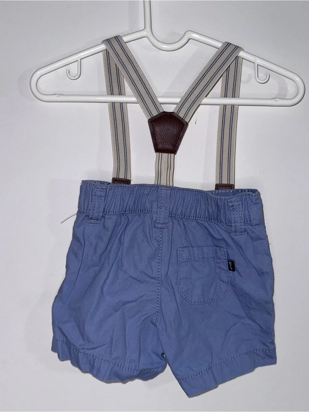 Baby B’gosh Boys 3M Blue Shorts with Striped Suspenders